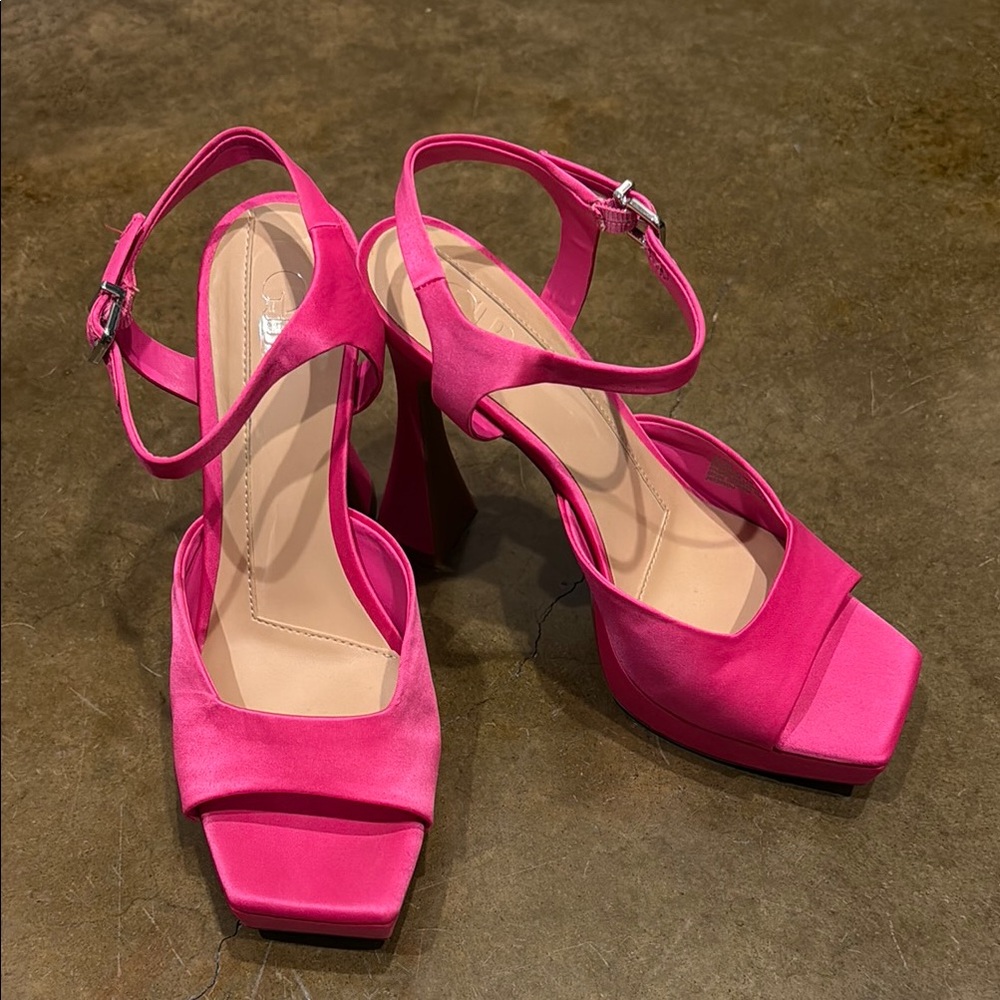 Vibrant Pink High Heel Sandals with Ankle Strap